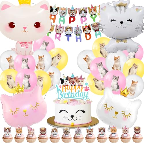 Katzen Deko Geburtstag,Katze Luftballons 50 Pcs,Katzen Kindergeburtstag Party Deko Mädchen,Katze Thema Helium Ballons,Haustier Katze Geburtstagsdeko,Katzenkopf Folienballon Dekoration Katzen Deko Geburtstag,Katze Luftballons 50 Pcs,Katzen Kindergeburtstag Party Deko Mädchen,Katze Thema Helium Ballons,Haustier Katze Geburtstagsdeko,Katzenkopf Folienballon Dekoration von Cuidongsheng