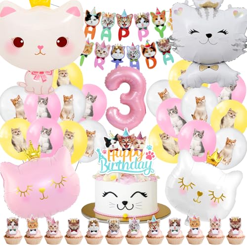 Katzen Geburtstag Ballons 3 Jahre,51 Pcs Katzen Geburtstagsdeko Junge Mädchen,Katze Kindergeburtstag Party Deko,Katze Luftballons Helium,Haustier Tiere Geburtstag Dekoration Supplies Katzen Geburtstag Ballons 3 Jahre,51 Pcs Katzen Geburtstagsdeko Junge Mädchen,Katze Kindergeburtstag Party Deko,Katze Luftballons Helium,Haustier Tiere Geburtstag Dekoration Supplies von Cuidongsheng