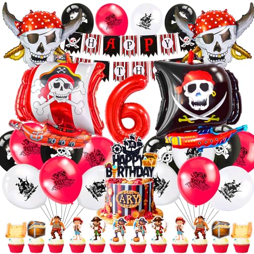 Piraten Kindergeburtstag Deko 6 Jahre,Piraten Geburtstag Ballons 51 Stück,Piratenparty Geburtstagsdeko Jungen,Piratenschiff Luftballons,Piraten Deko Set mit Banner Tortendeko Piraten Kindergeburtstag Deko 6 Jahre,Piraten Geburtstag Ballons 51 Stück,Piratenparty Geburtstagsdeko Jungen,Piratenschiff Luftballons,Piraten Deko Set mit Banner Tortendeko von Cuidongsheng