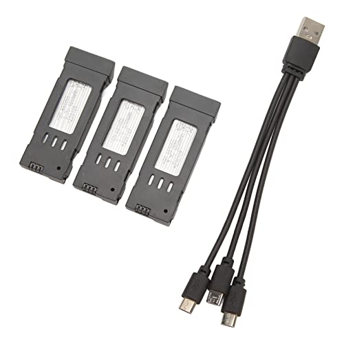 Cuifati 3-teiliger Drohnen-Akku-Ersatz für E58 L800 JY019 S168, 3,7 V Lithium-Akku mit 3-in-1-Ladekabel, Leichter Tragbarer Ersatzakku für Mini-RC-Flugzeuge (1800 mAh) von Cuifati