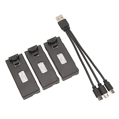 Cuifati 3-teiliger Drohnen-Akku mit Ladekabel für E88 E88Pro LS E525 E525Pro, RC-Flugzeug-Lithium-Batterie-Ersatz, Mini-RC-Quadcopter-Ersatzteil (2600 mAh) von Cuifati