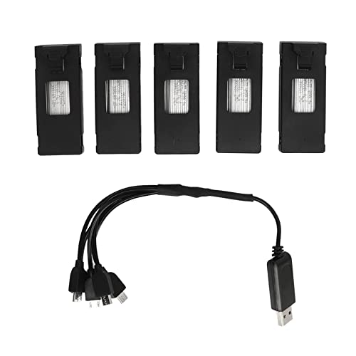 Cuifati 5-teiliger Drohnen-Akku-Ersatz für E88 E88PRO LsE525 E525 PRO, 3,7 V 1800 MAh Lithium-Akku mit Ladekabel, Zubehör für Ferngesteuerte Flugzeugmodelle, Ersatzakku Cuifati 5-teiliger Drohnen-Akku-Ersatz für E88 E88PRO LsE525 E525 PRO, 3,7 V 1800 MAh Lithium-Akku mit Ladekabel, Zubehör für Ferngesteuerte Flugzeugmodelle, Ersatzakku von Cuifati