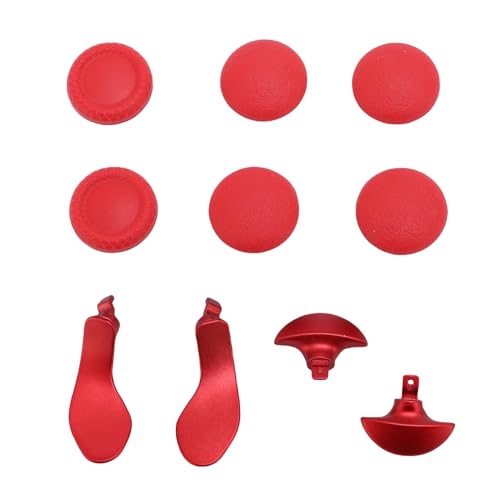 Cuifati 6 Daumengriffe und 4 Hintere Paddel für Drahtlose Spielcontroller, Verarbeitete Metallpaddel und Strukturierte Gummigriffe, Plug -and -Play für Erweitertes Spielerlebnis (Hellrot) von Cuifati