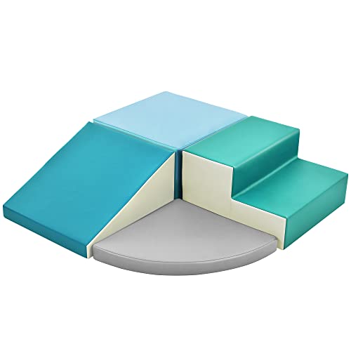 CuisinSmart Spielset zum Klettern und Krabbeln aus weichem Schaumstoff, 4-teilig, Blau, Weltraum-Thema, Kleinkind und kleines Kind, Treppenblock, Rampe, Viertel-Pad, entwickelt motorische Fähigkeiten von CuisinSmart