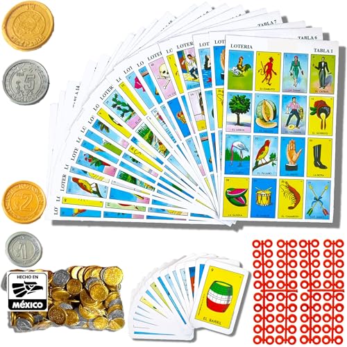 Cuitáxi The Loteria Mexican Bingo Game with 100 Mexican Pesos for 20 Players - Loteria de lujo Mexicana - Loteria Mexicana - Juegos de mesa - Spanish Games Mexican Bingo Loteria Game Board von Cuitáxi