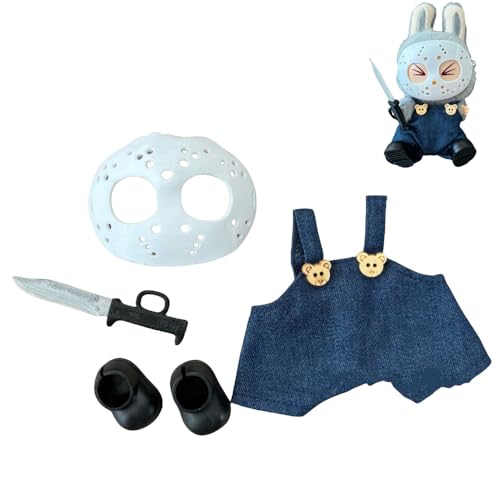 Halloween Puppenkleidung für 17cm Puppen – Gruselige Maske Kostüm Set, Süßes Outfit & Accessoires für Halloween Party Verkleidung (Blau) von Culcenor