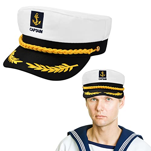 Yacht Kapitän Hut Kapitänsmütze, Erwachsene, Verstellbare, Matrosenmütze, Marine Admiral Hut, Yacht Schiff Boot Mütze, Marine Accessoire, Kostüm, für Damen Männer für Karneval Mottoparty Cosplay Yacht Kapitän Hut Kapitänsmütze, Erwachsene, Verstellbare, Matrosenmütze, Marine Admiral Hut, Yacht Schiff Boot Mütze, Marine Accessoire, Kostüm, für Damen Männer für Karneval Mottoparty Cosplay von Culinavog