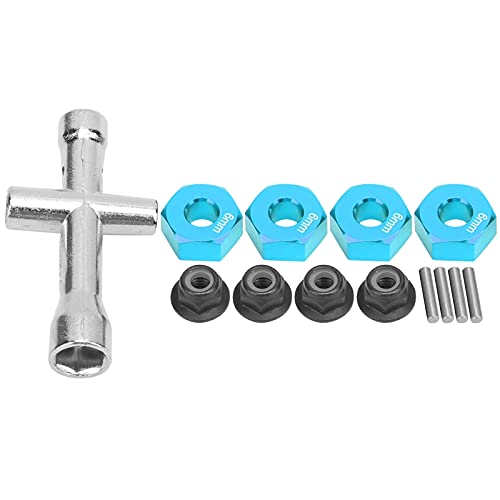Culnflun 12 mm Rad Hemmsnabenadapter 6 mm Dicker M4 Flanschverriegelungsmuttern Kreuzschlüssel Set für 1/10 RC -Auto (Blau) von Culnflun