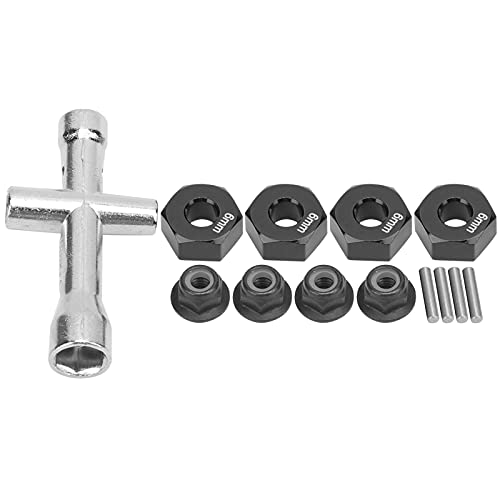 Culnflun 12 mm Rad Hemmsnabenadapter 6 mm Dicker M4 Flanschverriegelungsmuttern Kreuzschlüssel Set für 1/10 RC -Auto (Schwarz) von Culnflun