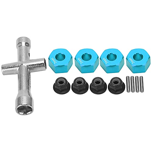 Culnflun 12mm Rad Hex Hub -Hub -Adapter 7 mm Dicker M4 Flanschverriegelungsmuttern Kreuzschlüssel Set für 1/10 RC -Auto (Blau) von Culnflun