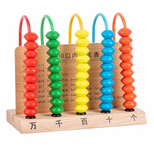 Culnflun Kinder-Lern-Abakus, Arithmetik-Rechenrahmen, Mathematik-Lernspielzeug für Grundschüler, hölzernes 5-zeiliges Zählwerkzeug Culnflun Kinder-Lern-Abakus, Arithmetik-Rechenrahmen, Mathematik-Lernspielzeug für Grundschüler, hölzernes 5-zeiliges Zählwerkzeug von Culnflun