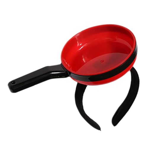 Culnflun Lustige Pfanne Stirnband hohe Simulation niedliche, panförmige Kopfbedeckung für Frauen Haarkontrolle während Gesicht Wäsche Make -up Bad Plastikharzmaterial 21,5 cm (Rot) von Culnflun