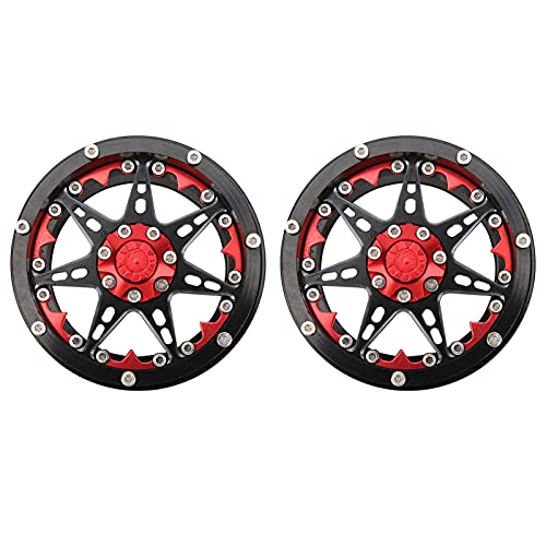 Culnflun RC Beadlock Wheel Rim Hub, 2pcs RC Aluminium -Leichtmetall -Beadlock -Rand -Rand -Hub für SCX10 / TRX4 / TRX6 1/10 RC -Auto -Upgrade -Teile (Schwarz rot) von Culnflun