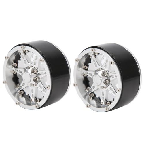 Culnflun RC Beadlock Wheel Rim Hub, 2pcs RC Aluminium -Leichtmetall -Beadlock -Rand -Rand -Hub für SCX10 / TRX4 / TRX6 1/10 RC -Auto -Upgrade -Teile (Silberschwarz) von Culnflun