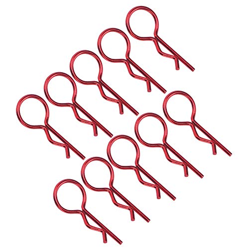Culnflun RC Car Shell Clips, 10pcs 10,5 mm RC -Autosschalenclip Rshape Metall Body Clips Pins für 1/5 1/6 1/8 1/10 RC -Auto (Rot) von Culnflun