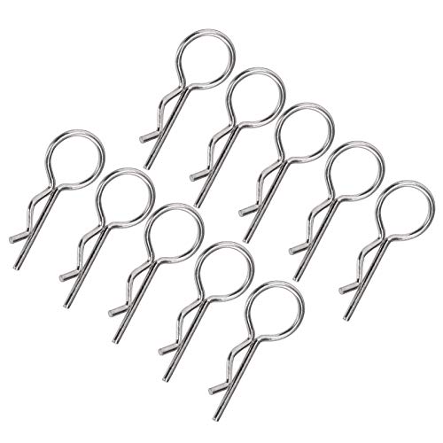 Culnflun RC Car Shell Clips, 10pcs 10,5 mm RC -Autosschalenclip Rshape Metall Body Clips Pins für 1/5 1/6 1/8 1/10 RC -Auto (Silber) von Culnflun