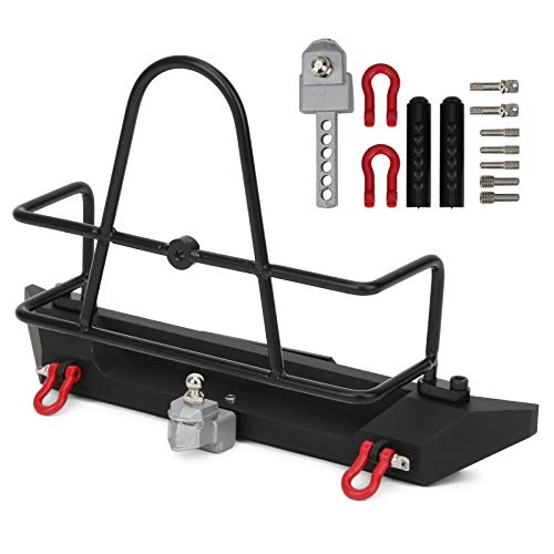 Culnflun RC Crawler Car Metal Metal Heckstoßstange mit Schlepphakenzubehör, 1 Set für TR X4 SCX10 1/10 Fahrzeug Schwarz 185x125 x 55 mm von Culnflun