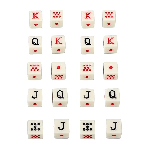 Culnflun Spanish Poker Dice Set, 20Pcs 6 Sided Square JQK Dice Plastic Table Game Dice Set Yellow for Board Games and Digital Teaching von Culnflun