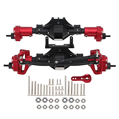 Culnflun vordere Hinterachse, Upgrade -Teile Aluminiumlegierungsgehäuse Stahlantriebswelle für SCX10 II 90046 90047 1/10 AXIAL RC CAR Modelle (Schwarz rot) von Culnflun