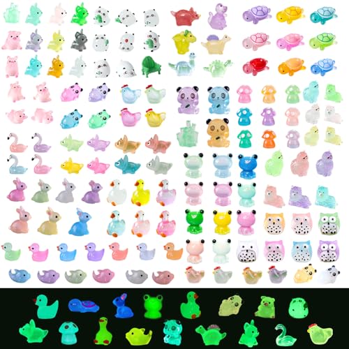 154 Stück Mini-Tiere aus Kunstharz, leuchtende Miniatur-Figuren, Mini-Figuren, leuchtet im Dunkeln, Tier für Mikro-Landschaft, Feengarten, Aquarium, Puppenhaus-Dekoration 154 Stück Mini-Tiere aus Kunstharz, leuchtende Miniatur-Figuren, Mini-Figuren, leuchtet im Dunkeln, Tier für Mikro-Landschaft, Feengarten, Aquarium, Puppenhaus-Dekoration von Cumnvulnt