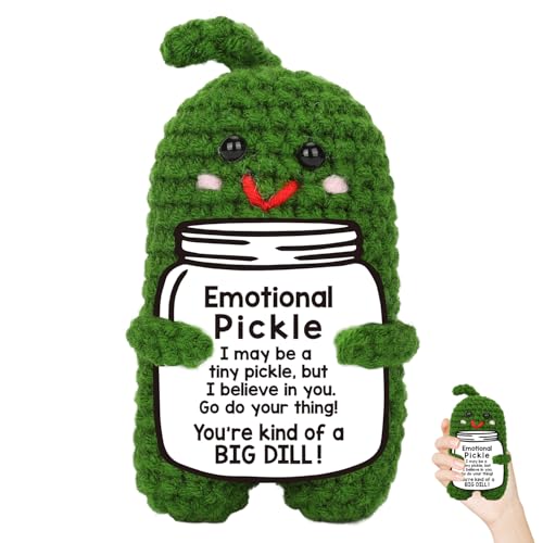 Gurke zur emotionalen Unterstützung, handgefertigt, positive Gurke mit Ermutigungskarte, lustiges Geschenk zur emotionalen Unterstützung, gehäkelte Gurke, Strickpuppe für Zuhause, Büro, Dekoration Gurke zur emotionalen Unterstützung, handgefertigt, positive Gurke mit Ermutigungskarte, lustiges Geschenk zur emotionalen Unterstützung, gehäkelte Gurke, Strickpuppe für Zuhause, Büro, Dekoration von Cunegra