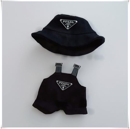 Mini-Kleidung für Labubu, handgefertigtes Häkel-Set, 2-teiliges Set für 17 cm große Puppe, Premium-Outfit mit offenem Hut und Overall, Schwarz Mini-Kleidung für Labubu, handgefertigtes Häkel-Set, 2-teiliges Set für 17 cm große Puppe, Premium-Outfit mit offenem Hut und Overall, Schwarz von Cunegra