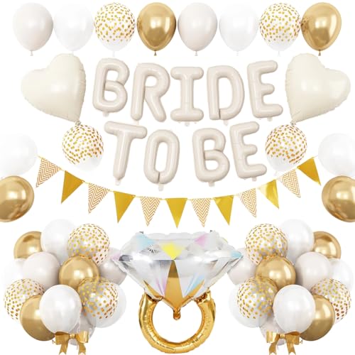 Weiße und goldene Banner, Luftballons, Partydekorationen Weiße und goldene Banner, Luftballons, Partydekorationen von Cunegra