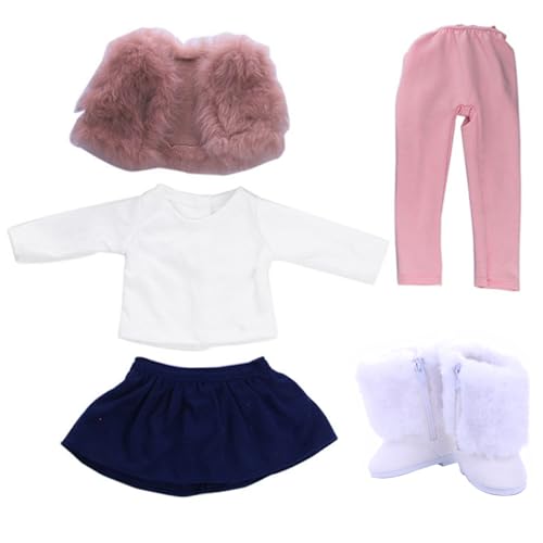 Cunlvyyds 18 Zoll Puppenkleidung 5pcs Mini American Doll Kleidung süße Winteroutfits umfassen Weste, T-Shirt, Rock, Hosen, Schuhe für 18-Zoll-Girlsinch Cunlvyyds 18 Zoll Puppenkleidung 5pcs Mini American Doll Kleidung süße Winteroutfits umfassen Weste, T-Shirt, Rock, Hosen, Schuhe für 18-Zoll-Girlsinch von Cunlvyyds