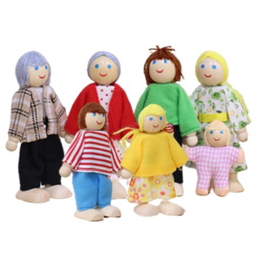 Cunlvyyds Dollhouse People 7pcs Dress-up Family Dollhouse Puppen süße kleine Holzpuppen-Figuren umfassen Opa, Oma, Mama, Papa, Junge und Mädchen Stil 1People Cunlvyyds Dollhouse People 7pcs Dress-up Family Dollhouse Puppen süße kleine Holzpuppen-Figuren umfassen Opa, Oma, Mama, Papa, Junge und Mädchen Stil 1People von Cunlvyyds