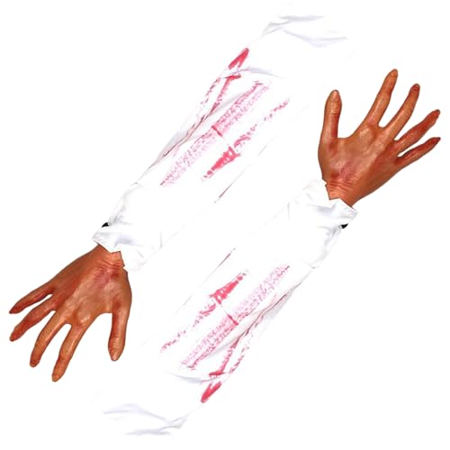 Cunlvyyds Halloween-Hände, 21 Zoll abgetrennter falscher Arm mit weißem Stoffärmel, 2 Stück, gruselige, realistische Halloween-Körperteile für die Dekoration Einer Spukhausparty, Stil 1 Cunlvyyds Halloween-Hände, 21 Zoll abgetrennter falscher Arm mit weißem Stoffärmel, 2 Stück, gruselige, realistische Halloween-Körperteile für die Dekoration Einer Spukhausparty, Stil 1 von Cunlvyyds