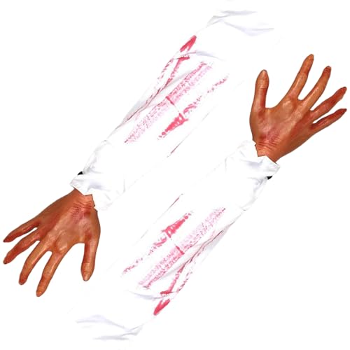 Cunlvyyds Halloween-Hände, 21 Zoll abgetrennter falscher Arm mit weißem Stoffärmel, 2 weiche, realistische Halloween-Körperteile, gruselige -Requisiten für Spukhäuser, Kostümparty-Dekor. Cunlvyyds Halloween-Hände, 21 Zoll abgetrennter falscher Arm mit weißem Stoffärmel, 2 weiche, realistische Halloween-Körperteile, gruselige -Requisiten für Spukhäuser, Kostümparty-Dekor. von Cunlvyyds