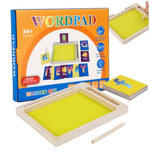 Sandschale für Kinder 3+, Holzsandschale für Kinder mit sensorischen und sensorischen Buchstaben -Zahlen für Klassenzimmer, Bildungsaktivitätsschalen für von Cunlvyyds