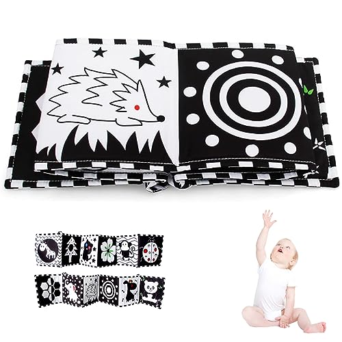 Cunlvyyds Stoffbuch, Schwarz-Weiß, kontrastreiches Baby-Sensorikspielzeug, Sensorikkarten im Marienkäfer-Stil, Babybücher, Spielzeug, Kinderbetteinlage für Neugeborene, Babyparty-Geschenke von Cunlvyyds