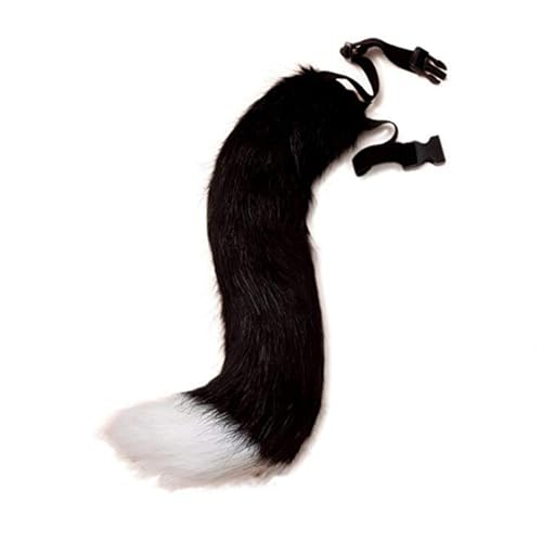 Cunlvyyds Therian Tail Bendable Fox Tail mit Metallskelett verstellbarer pelziger Mehrzweck -Wolf für Cosplay Halloween Weihnachtsfeier Kostüm One Size (schwarz+weiß), Pelzig von Cunlvyyds
