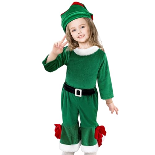 Cunlvyyds Weihnachts -Outfit für Baby Girls 3PCS/Set Santa Kostüm mit Langarm Flare Hosen & Hut Santa Outfit Elf Kostüm für Girls Height 47, 2 Zoll, Kinder Cunlvyyds Weihnachts -Outfit für Baby Girls 3PCS/Set Santa Kostüm mit Langarm Flare Hosen & Hut Santa Outfit Elf Kostüm für Girls Height 47, 2 Zoll, Kinder von Cunlvyyds