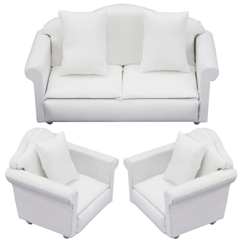 Dollhouse Couch mit Kissen 3PCS Mini Dollhouse Sofa 1 12 Skala Möbel- und Zubehör -Spielzeug für Wohnzimmer Armstühle Whitecouch Dollhouse Couch mit Kissen 3PCS Mini Dollhouse Sofa 1 12 Skala Möbel- und Zubehör -Spielzeug für Wohnzimmer Armstühle Whitecouch von Cunlvyyds