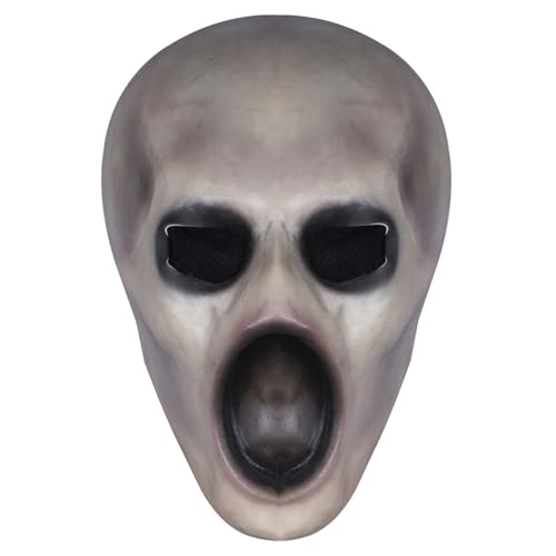 Gruselige Gesichtsmaske, blasse Halloween-Maske, Geisterschädel, Cosplay-Kostüm, Halloween-Party, Vollgesichtsmasken mit schwarzem Mund und schwarzen Augen, Gruselige Monster-Linie Gruselige Gesichtsmaske, blasse Halloween-Maske, Geisterschädel, Cosplay-Kostüm, Halloween-Party, Vollgesichtsmasken mit schwarzem Mund und schwarzen Augen, Gruselige Monster-Linie von Cunlvyyds
