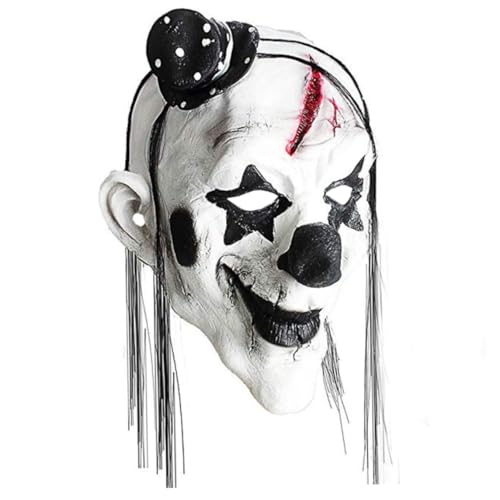 Halloween-Horrormaske, Vollgesichts-Clownmaske, coole, gruselige Party, Schwarz-Weiß-Clown, Cosplay-Masken, Parodie, Horror-Masken, Performance-Show, Anzieh-Requisiten von Cunlvyyds