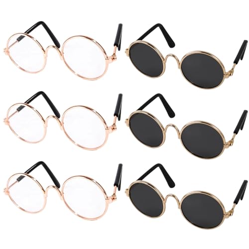 Puppenbrillen 6 Paare Metalldrahtpuppe Sonnenbrille Klassische Retro -Brillen Eyewear Mini Sonnenbrille für Handwerk Dolls Haustiere Kostüm Cosplay Foto Requisite von Cunlvyyds