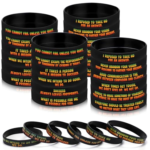 Cunno Gummi-Armbänder mit Zitat des Tages, inspirierende Silikon-Armbänder, schwarze Geschichte, Monat, Juni-Tag, Partyzubehör für Feiern, 48 Stück Cunno Gummi-Armbänder mit Zitat des Tages, inspirierende Silikon-Armbänder, schwarze Geschichte, Monat, Juni-Tag, Partyzubehör für Feiern, 48 Stück von Cunno