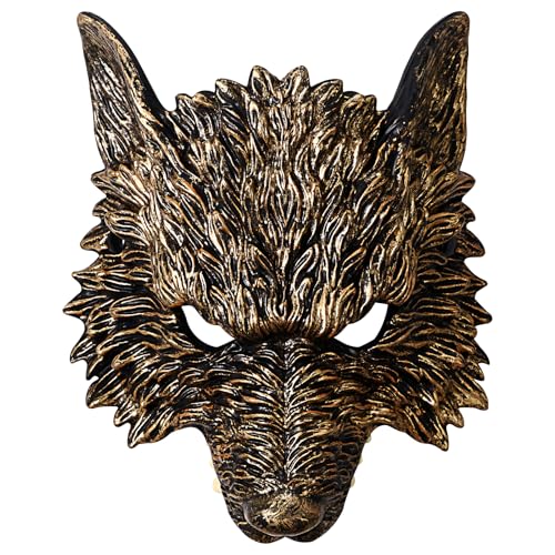 Cupimatch Masken 3D Werwolfmaske Maskerade: Steampunk Halbgesichts Tiermaske Cosplay Party Ballmaske für Erwachsene Männer Frauen Gold Cupimatch Masken 3D Werwolfmaske Maskerade: Steampunk Halbgesichts Tiermaske Cosplay Party Ballmaske für Erwachsene Männer Frauen Gold von Cupimatch