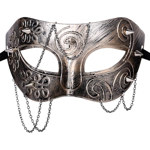 Cupimatch Masken Kostüm Halbgesichts Maskerademaske: Venezianische Steampunk Geistermaske Nieten Kettenmaske Ballmaske für Erwachsene Männer Frauen Braun Cupimatch Masken Kostüm Halbgesichts Maskerademaske: Venezianische Steampunk Geistermaske Nieten Kettenmaske Ballmaske für Erwachsene Männer Frauen Braun von Cupimatch