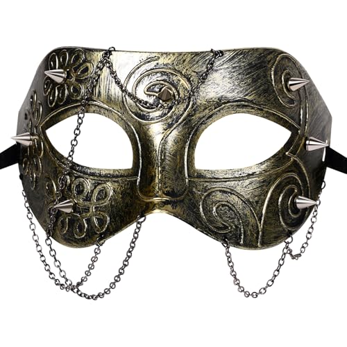Cupimatch Masken Kostüm Halbgesichts Maskerademaske: Venezianische Steampunk Geistermaske Nieten Kettenmaske Ballmaske für Erwachsene Männer Frauen Gold Cupimatch Masken Kostüm Halbgesichts Maskerademaske: Venezianische Steampunk Geistermaske Nieten Kettenmaske Ballmaske für Erwachsene Männer Frauen Gold von Cupimatch