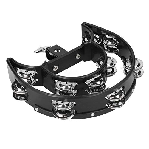 Cuque Tamburin, Schwarz, Kunststoff und Metall Hi Hat Tamburin Tambourine mit 40 Glocken und Montagehalterung für Schlagzeuge, Gitarristen und Musiker, Cuque Tamburin, Schwarz, Kunststoff und Metall Hi Hat Tamburin Tambourine mit 40 Glocken und Montagehalterung für Schlagzeuge, Gitarristen und Musiker, von Cuque