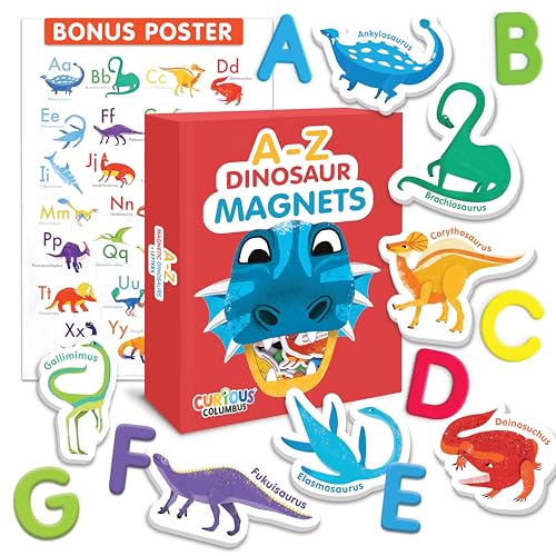 Curious Columbus A-Z Dinosaurier-Magnete und Magnetbuchstaben 52 Stück inkl. 26 Dino Bildmagnete aus Schaumstoff + 26 Alphabet-Magnete von A-Z zum Lernen und Zuordnen von Dinosaurier Curious Columbus A-Z Dinosaurier-Magnete und Magnetbuchstaben 52 Stück inkl. 26 Dino Bildmagnete aus Schaumstoff + 26 Alphabet-Magnete von A-Z zum Lernen und Zuordnen von Dinosaurier von Curious Columbus
