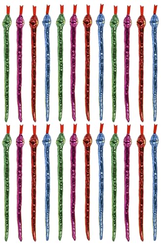 BULK Plüschschlange, 38,1 cm, mit glänzender Folie, Metallic-Look, gefülltes sensorisches Fidget-Spielzeug, Günstiger Karnevalspreis, Partyzubehör, weiches Reptilien-Suffie (2 Dutzend) von Curious Minds Busy Bags