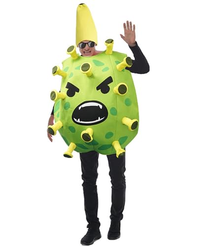 Cusghjbsg Coronavirus-Cosplay-Kostüm für Erwachsene, Halloween, lustiges Coronavirus-Kostüm und Hut-Party-Rollenspiel-Outfits (grünes Coronavirus, Erwachsene, Einheitsgröße) von Cusghjbsg