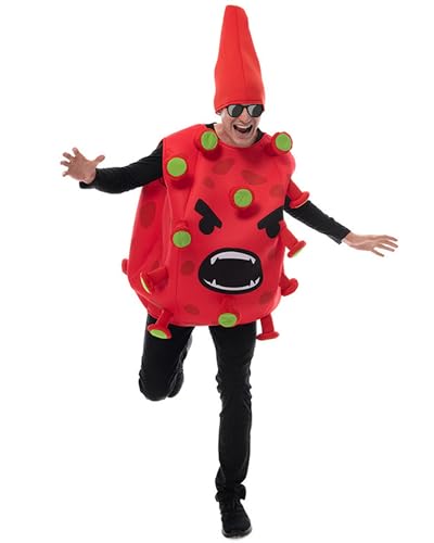 Cusghjbsg Coronavirus-Cosplay-Kostüm für Erwachsene, Halloween, lustiges Coronavirus-Kostüm und Hut-Party-Rollenspiel-Outfits (rotes Coronavirus, Erwachsene, Einheitsgröße) von Cusghjbsg