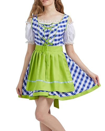Cusghjbsg Halloween-Kostüm für Damen, Magd, Cosplay, deutsches Bierfest, Dirndl, ausgefallenes klassisches Oktoberfest-Kostüm, Outfits (Grün A, XXL) von Cusghjbsg