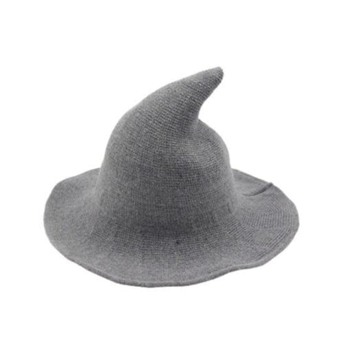 Cusghjbsg Hexenhut für Erwachsene und Kinder, kreativer Spire-Wollstrick, Eimerkappe, faltbar, Zauberermütze, exquisit, lustig, Halloween-Cosplay-Hut (Hellgrau A, Erwachsene) von Cusghjbsg